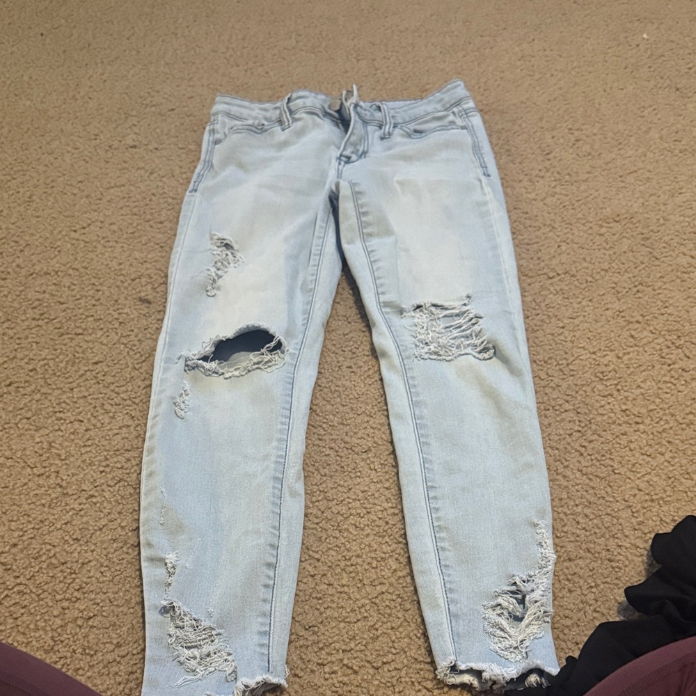 Celebrity Pink Light Blue Distressed Jeans